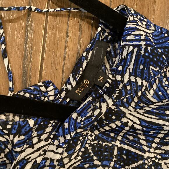 Maje Rufflani Ruffled 3/4 sleeve blue Midi Dress size 38 4/6 Medium - Picture 8 of 11